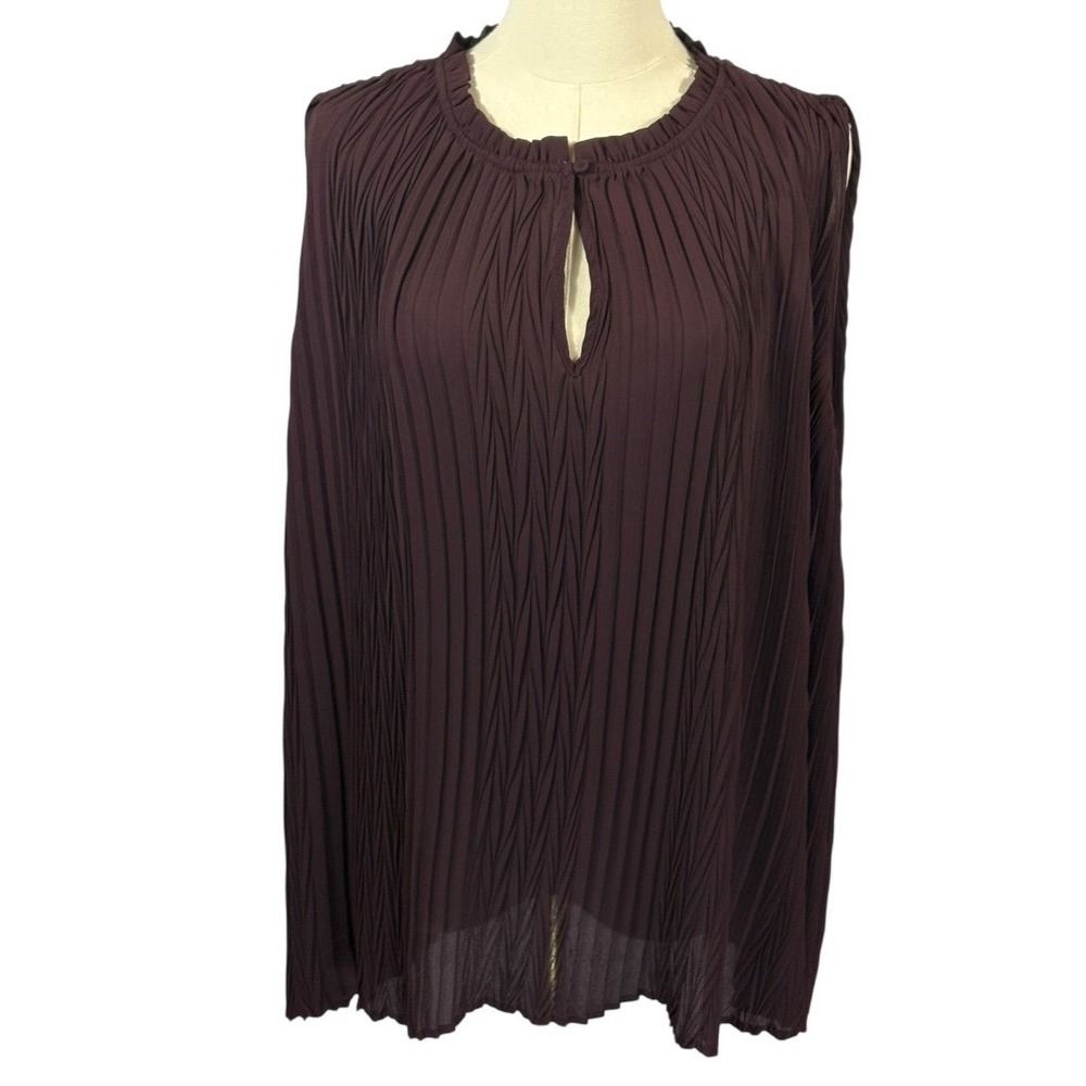 Daniel Rainn Dark Deep Purple Flowy V Neck Tank Top w/ Ruffled Collar (Size XL)‎